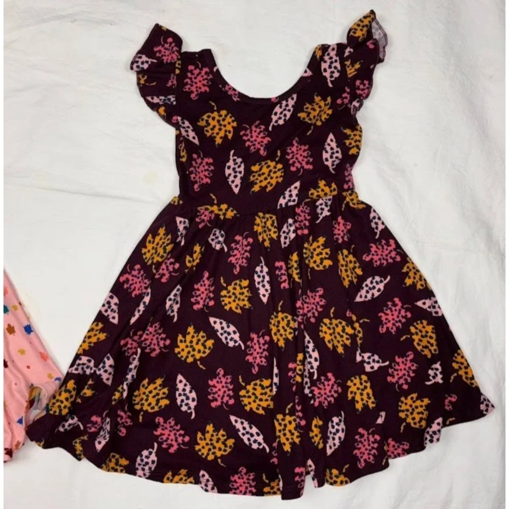 Dot Smile Toddler 2T‎ Dress Lot 3pc Fall Thanksgiving Turkey Squash Leave Empire